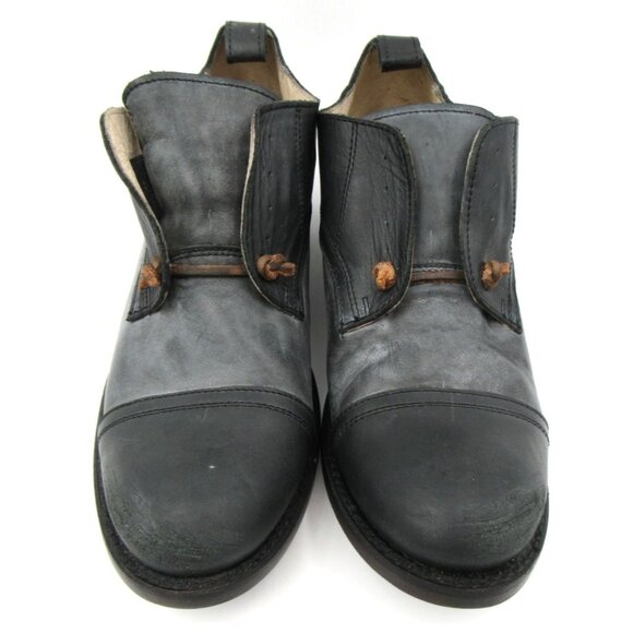 Freebird Mabel Leather Shoes Black Gray 2 Tone Slip On Oxfords Boots Woman's 11 - Picture 1 of 7